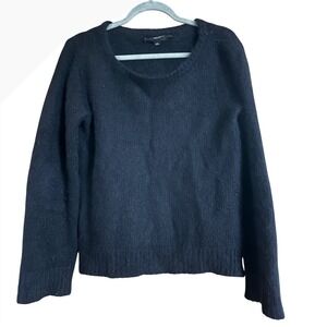 Jill Stuart Collection Black Angora Blend Fuzzy Knit Scoop Neck Sweater M/L